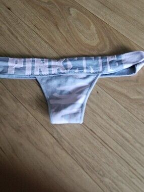 PINK Victoria's Secret Light Blue & Soft Pink Camo Thong